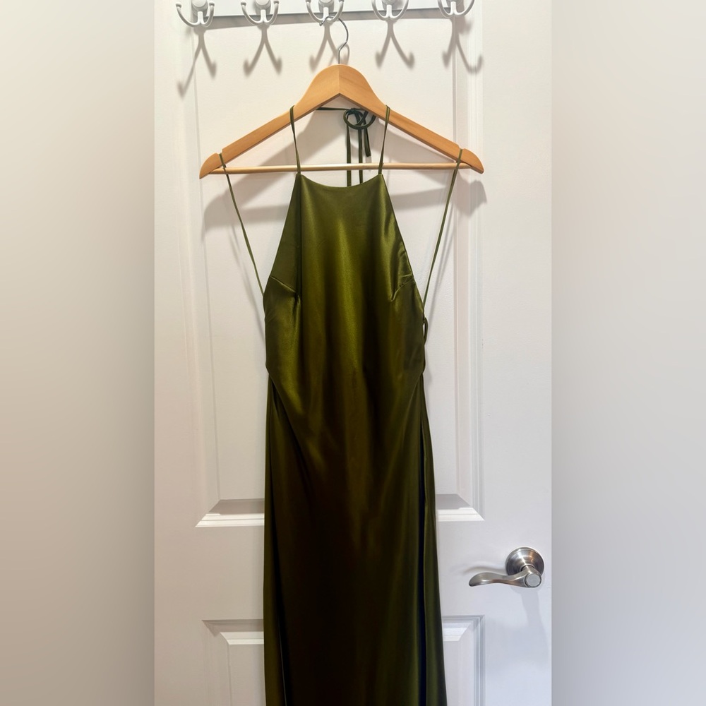 Reformation Olive Green Satin Maxi Dress - Picture 16 of 16